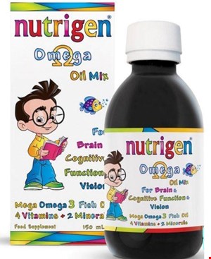 شربت امگا3 مولتی ویتامین افزایش هوش و یادگیری کودکان نوتریژن Nutrigen اورجینال حجم ۲۰۰میلی لیتر انقضا بالای۲سال