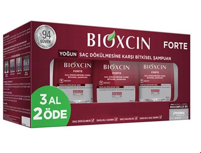 پک اقتصادی ۳عددی شامپو گیاهی ضد ریزش بیوکسین فورت Bioxcin Forte حجم 300 میل اورجینال ترکیه