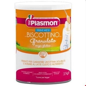پودر بیسکوییت ایتالیایی 4+ ماه فاقد گلوتن پلاسمون (انقضا بالا) Plasmon حجم 374گرم